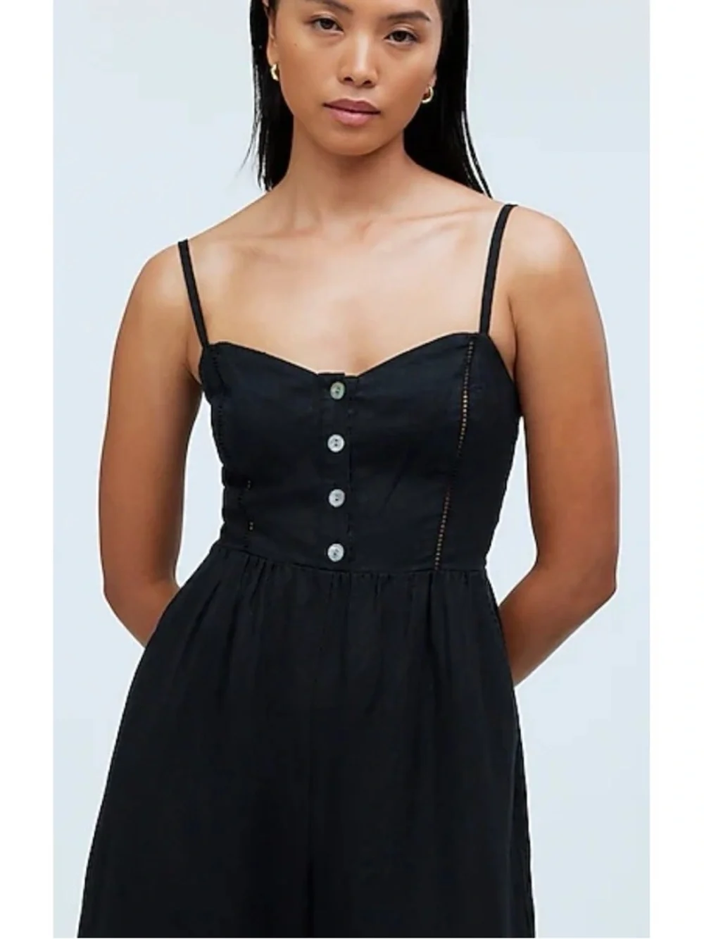 Madewell Black Cami Wide Leg Jumpsuit Size 4 Boho Western preppy linen